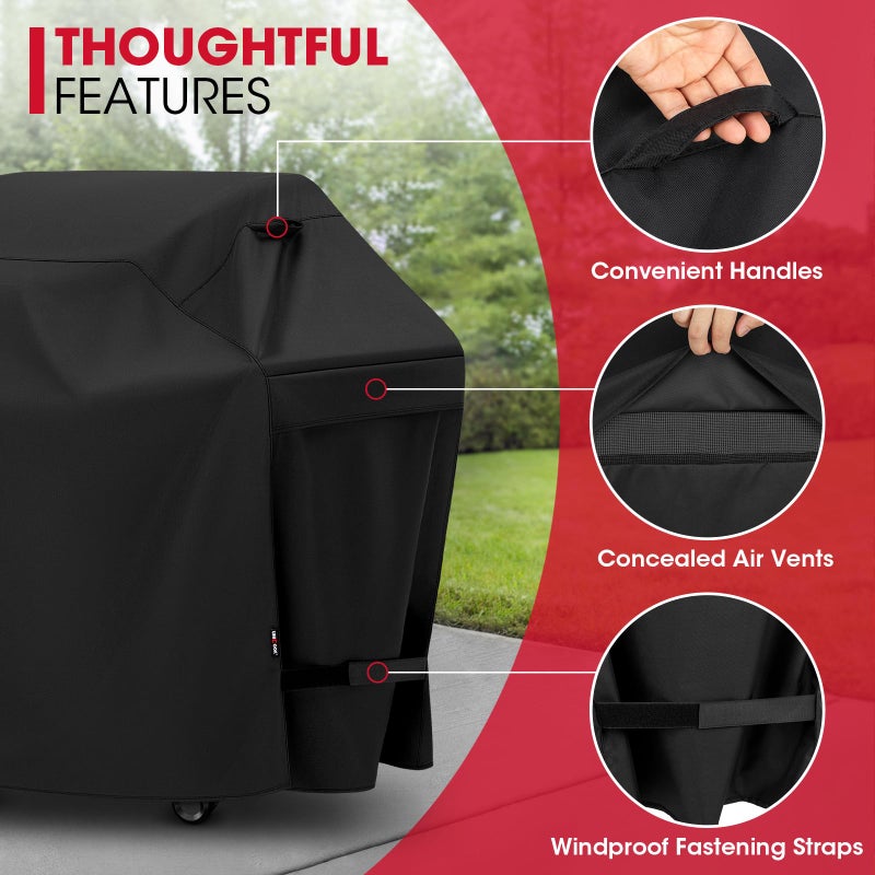 Unicook 50 Inch Outdoor BBQ Grill Cover with Air Vents/Handles/Straps, Heavy Duty Waterproof, Fade Resistant, Fits for Weber Char-Broil Nexgrill 2-3 Burner Gas Grills etc - Image 5